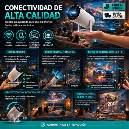 🔥🎬 Proyector Portátil Ultra HD 4K | Cine en Casa Donde Quieras 🔥