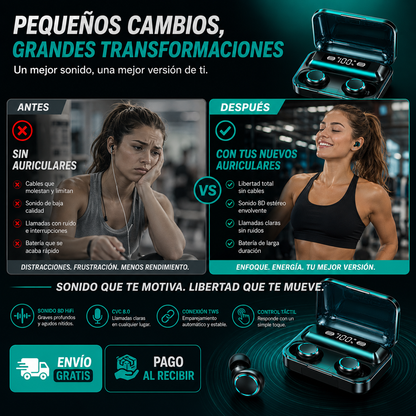 🎧 Auriculares portátiles + caja y cargador + Bluetooth 5.3 Premium + Regalo Exclusivo Solo Hoy 🔥