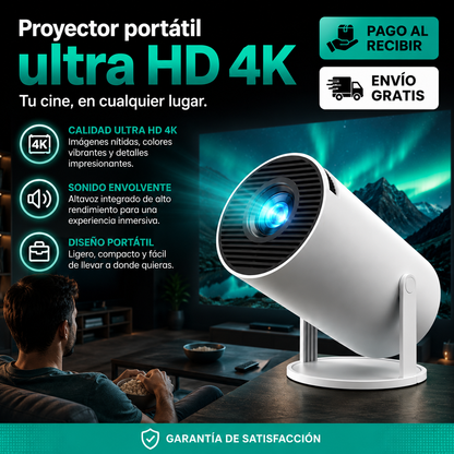 🔥🎬 Proyector Portátil Ultra HD 4K | Cine en Casa Donde Quieras 🔥