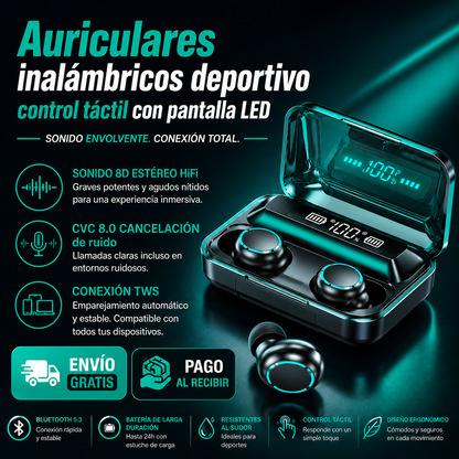 🎧 Auriculares portátiles + caja y cargador + Bluetooth 5.3 Premium + Regalo Exclusivo Solo Hoy 🔥