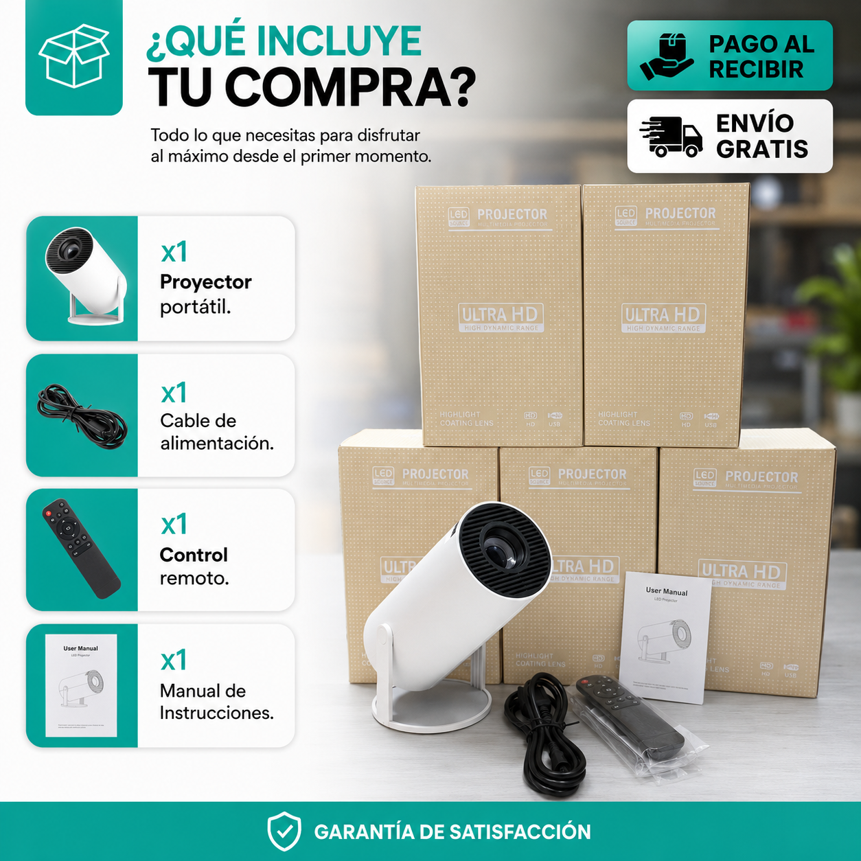 🔥🎬 Proyector Portátil Ultra HD 4K | Cine en Casa Donde Quieras 🔥
